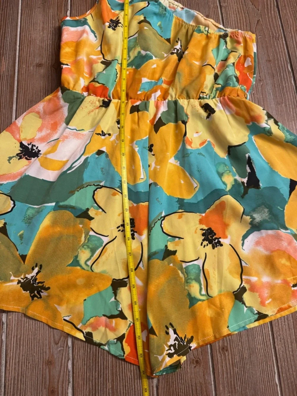 One-Shoulder Floral Romper in Yellow & Green - Picture 5 of 5